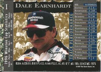 1997 Score Board Racing IQ #1 Dale Earnhardt Back