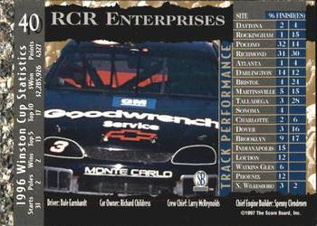 1997 Score Board Racing IQ #40 RCR Enterprises Back