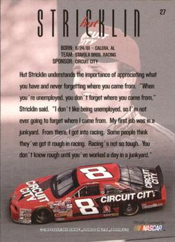 1997 SkyBox NASCAR Profile #27 Hut Stricklin Back