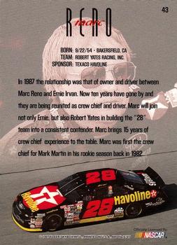 1997 SkyBox NASCAR Profile #43 Marc Reno Back