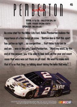 1997 SkyBox NASCAR Profile #45 Robin Pemberton Back
