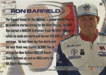 1997 SkyBox NASCAR Profile - Break Out #B3 Ron Barfield Back