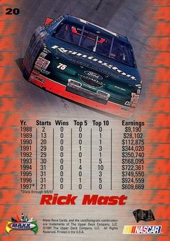 1997 Maxx #20 Rick Mast Back