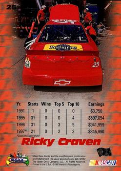 1997 Maxx #25 Ricky Craven Back