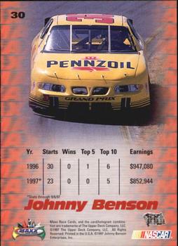 1997 Maxx #30 Johnny Benson Back