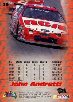 1997 Maxx #39 John Andretti Back