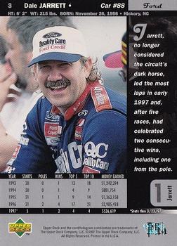 1997 Upper Deck Road to the Cup #3 Dale Jarrett Back