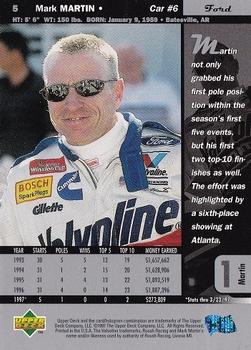 1997 Upper Deck Road to the Cup #5 Mark Martin Back