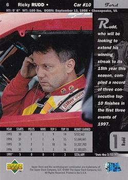 1997 Upper Deck Road to the Cup #6 Ricky Rudd Back