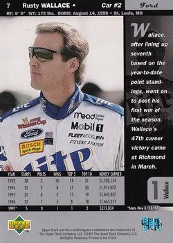 1997 Upper Deck Road to the Cup #7 Rusty Wallace Back