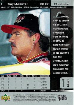 1997 Upper Deck Road to the Cup #1 Terry Labonte Back