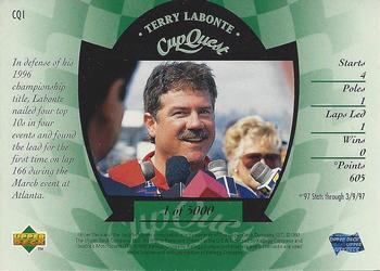 1997 Upper Deck Road to the Cup - Cup Quest #CQ1 Terry Labonte Back