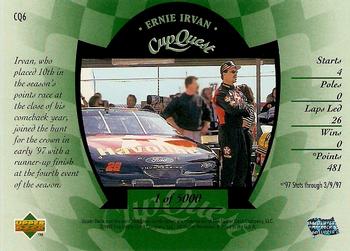 1997 Upper Deck Road to the Cup - Cup Quest #CQ6 Ernie Irvan Back