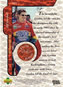 1997 Upper Deck Road to the Cup - Million Dollar Memoirs #MM8 Jeff Gordon Back