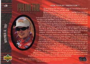 1997 Upper Deck Road to the Cup - Predictor Plus #+28 Jeff Gordon Back