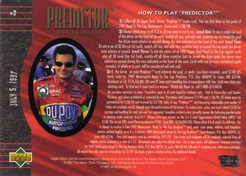 1997 Upper Deck Road to the Cup - Predictor Plus #+2 Jeff Gordon Back