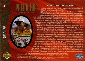 1997 Upper Deck Road to the Cup - Predictor Plus #+1 Terry Labonte Back
