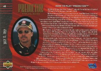 1997 Upper Deck Road to the Cup - Predictor Plus #+6 Ernie Irvan Back