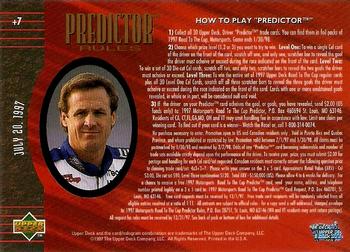 1997 Upper Deck Road to the Cup - Predictor Plus #+7 Rusty Wallace Back