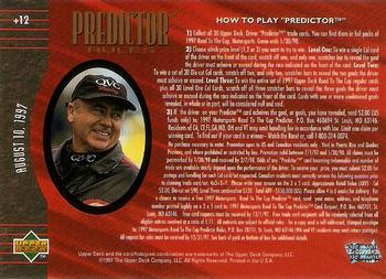 1997 Upper Deck Road to the Cup - Predictor Plus #+12 Geoff Bodine Back