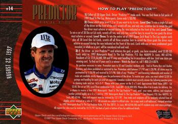 1997 Upper Deck Road to the Cup - Predictor Plus #+14 Rusty Wallace Back