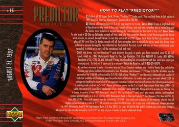 1997 Upper Deck Road to the Cup - Predictor Plus #+15 Jeremy Mayfield Back