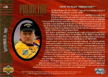 1997 Upper Deck Road to the Cup - Predictor Plus #+18 Jimmy Spencer Back