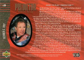 1997 Upper Deck Road to the Cup - Predictor Plus #+20 Darrell Waltrip Back