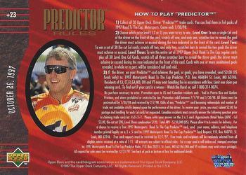 1997 Upper Deck Road to the Cup - Predictor Plus #+23 Ricky Rudd Back