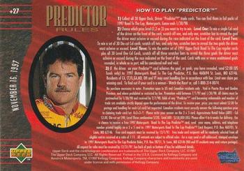 1997 Upper Deck Road to the Cup - Predictor Plus #+27 Terry Labonte Back