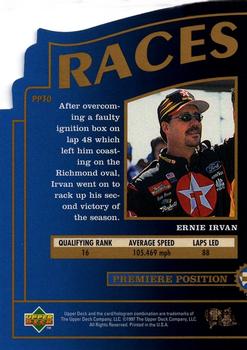 1997 Upper Deck Road to the Cup - Premiere Position #PP30 Ernie Irvan Back