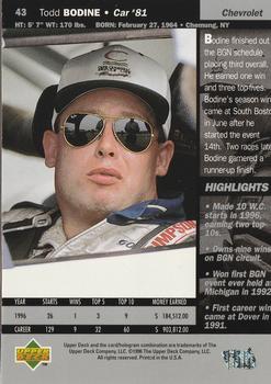 1997 Upper Deck Victory Circle #43 Todd Bodine Back