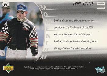 1997 Upper Deck Victory Circle #92 Todd Bodine Back