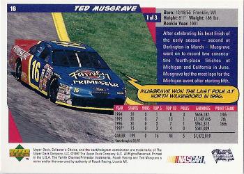 1998 Collector's Choice #16 Ted Musgrave Back