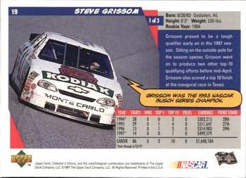 1998 Collector's Choice #19 Steve Grissom Back