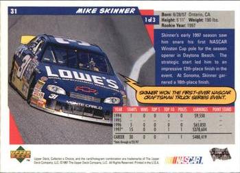 1998 Collector's Choice #31 Mike Skinner Back