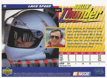 1998 Collector's Choice #45 Lake Speed's Car Back