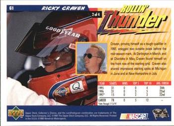 1998 Collector's Choice #61 Ricky Craven's Car Back