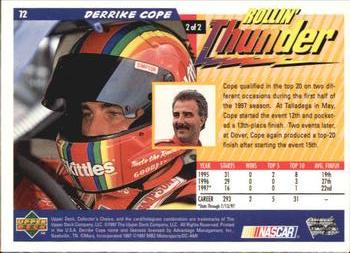 1998 Collector's Choice #72 Derrike Cope's Car Back