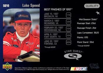 1998 Collector's Choice - Star Quest #SQ10 Lake Speed's Car Back