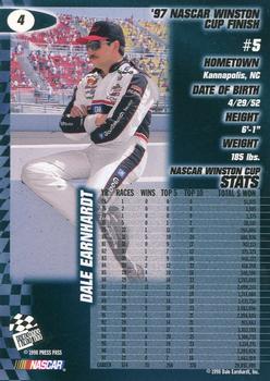 1998 Press Pass #4 Dale Earnhardt Back