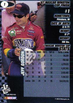 1998 Press Pass #1 Jeff Gordon Back