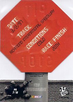 1998 Press Pass - Pit Stop #PS 7 Ted Musgrave's Car Back
