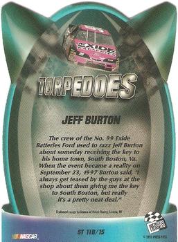 1998 Press Pass - Torpedoes #ST 11B Jeff Burton's Car Back