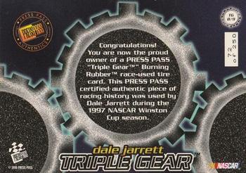 1998 Press Pass - Triple Gear Burning Rubber #TG8 Dale Jarrett Back