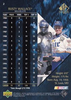 1998 SP Authentic #2 Rusty Wallace Back