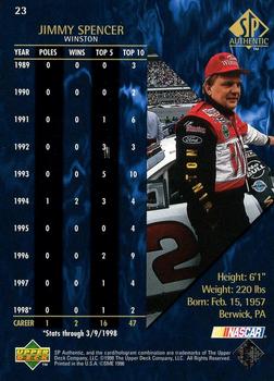 1998 SP Authentic #23 Jimmy Spencer Back