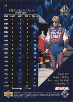 1998 SP Authentic #27 Sterling Marlin Back