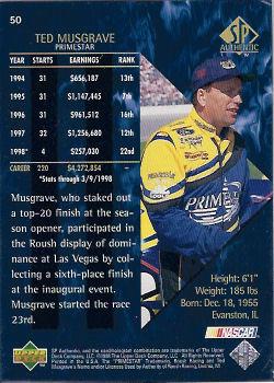 1998 SP Authentic #50 Ted Musgrave's Car Back