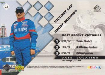 1998 SP Authentic #73 Geoff Bodine Back